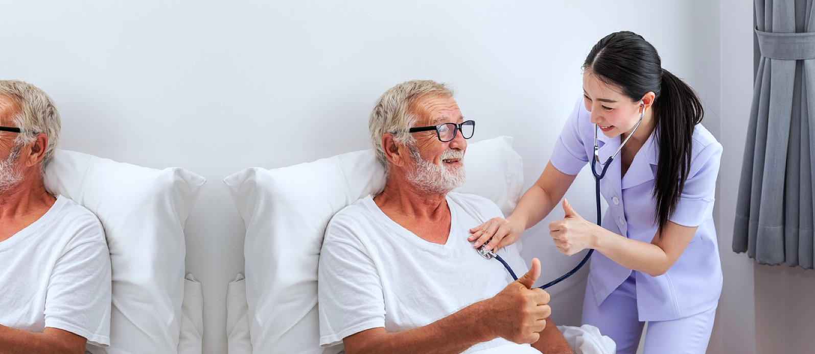 caregiver checking senior mans health
